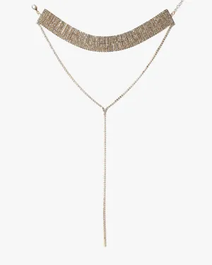 Crystal Wide Choker Fine Lariat Necklace