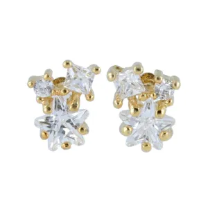 Cubic Zirconia Star Studs 18K Gold Post