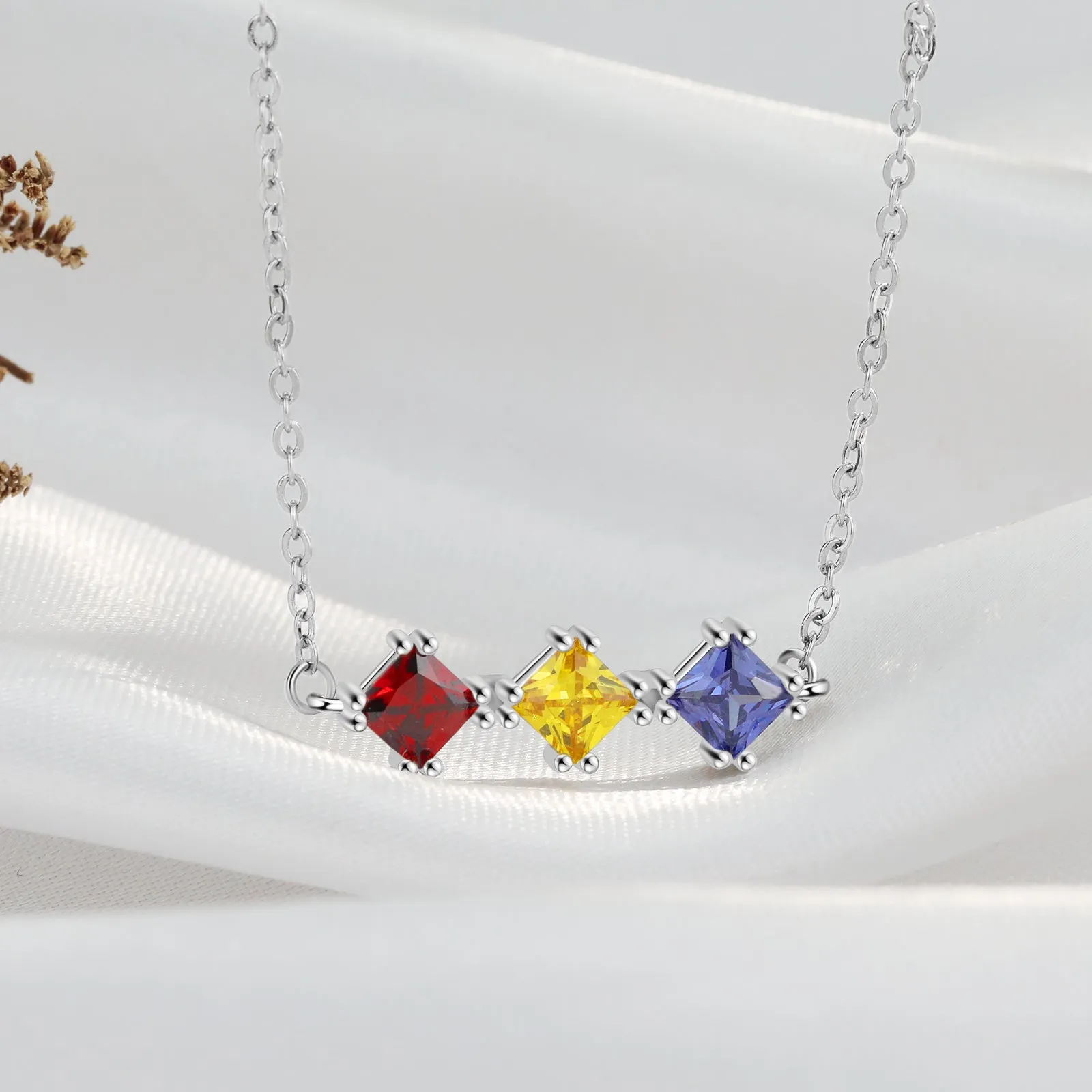 Custom Three Birthstone Necklace