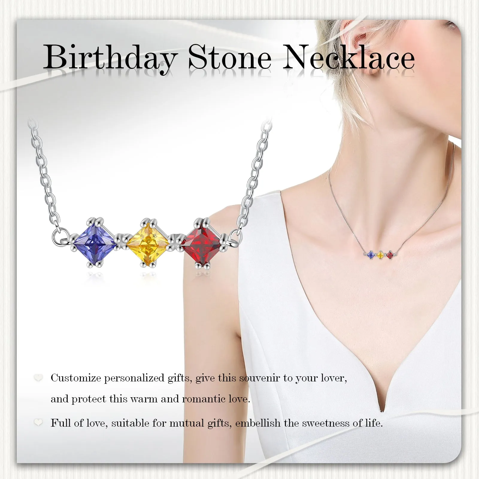 Custom Three Birthstone Necklace