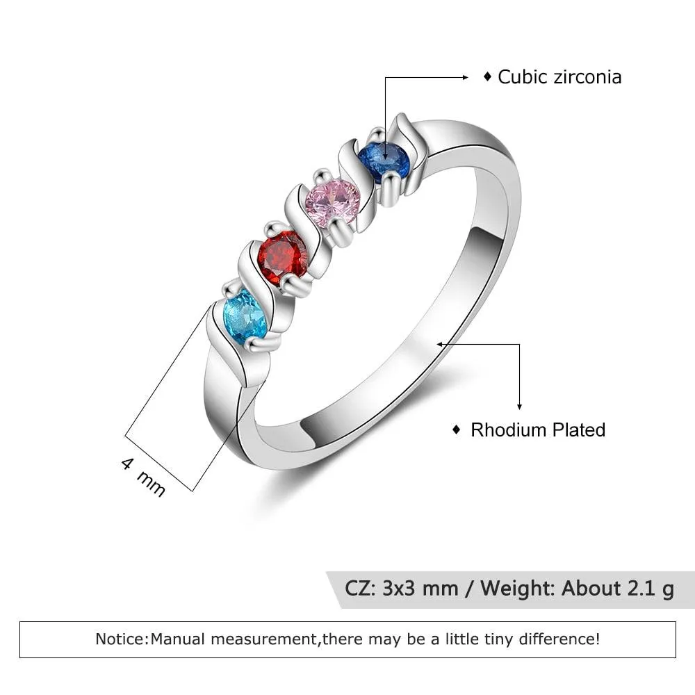 Customized Wedding Ring- Personalized Ring with 4 Birthstone Stones