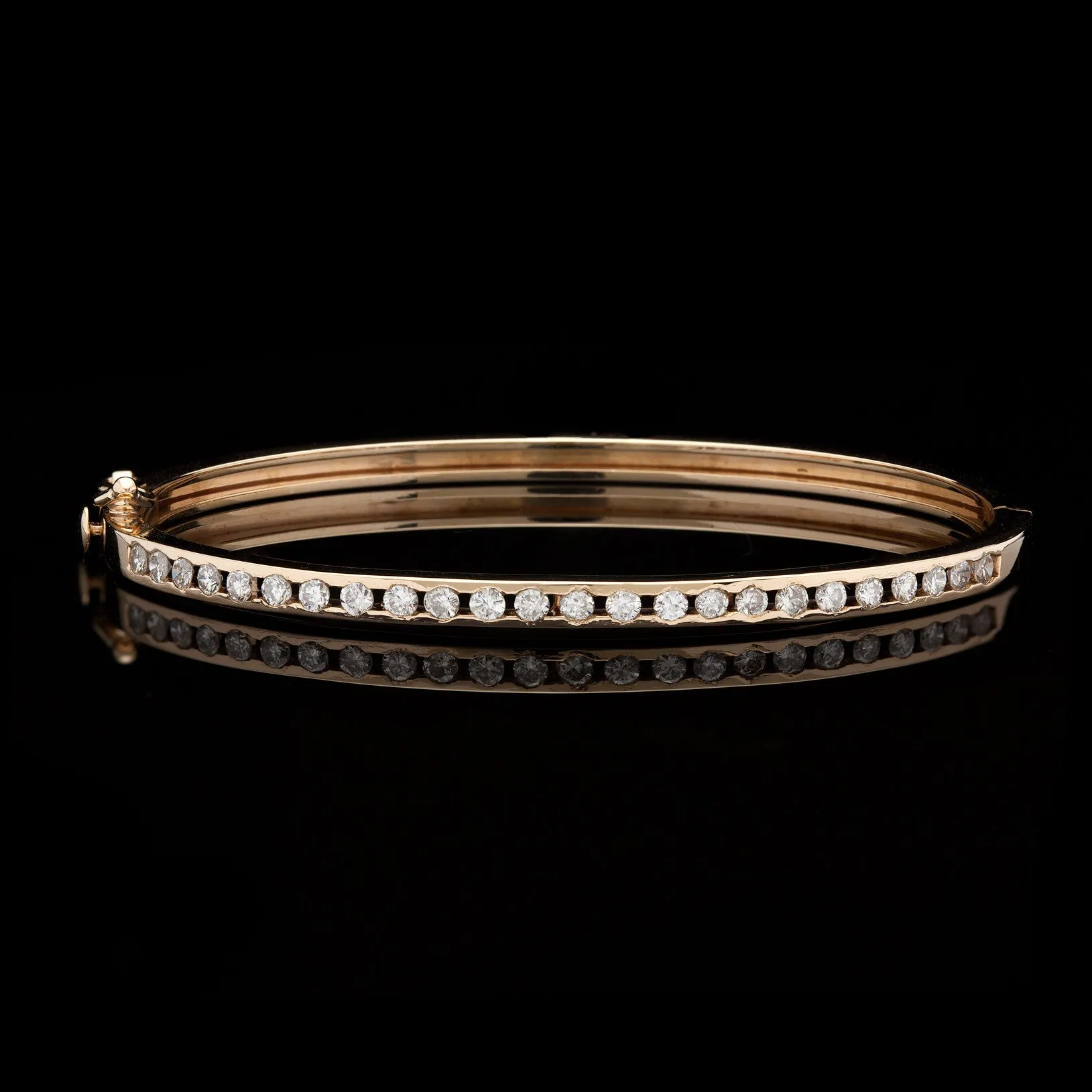 Delicate Diamond Yellow Gold Bangle