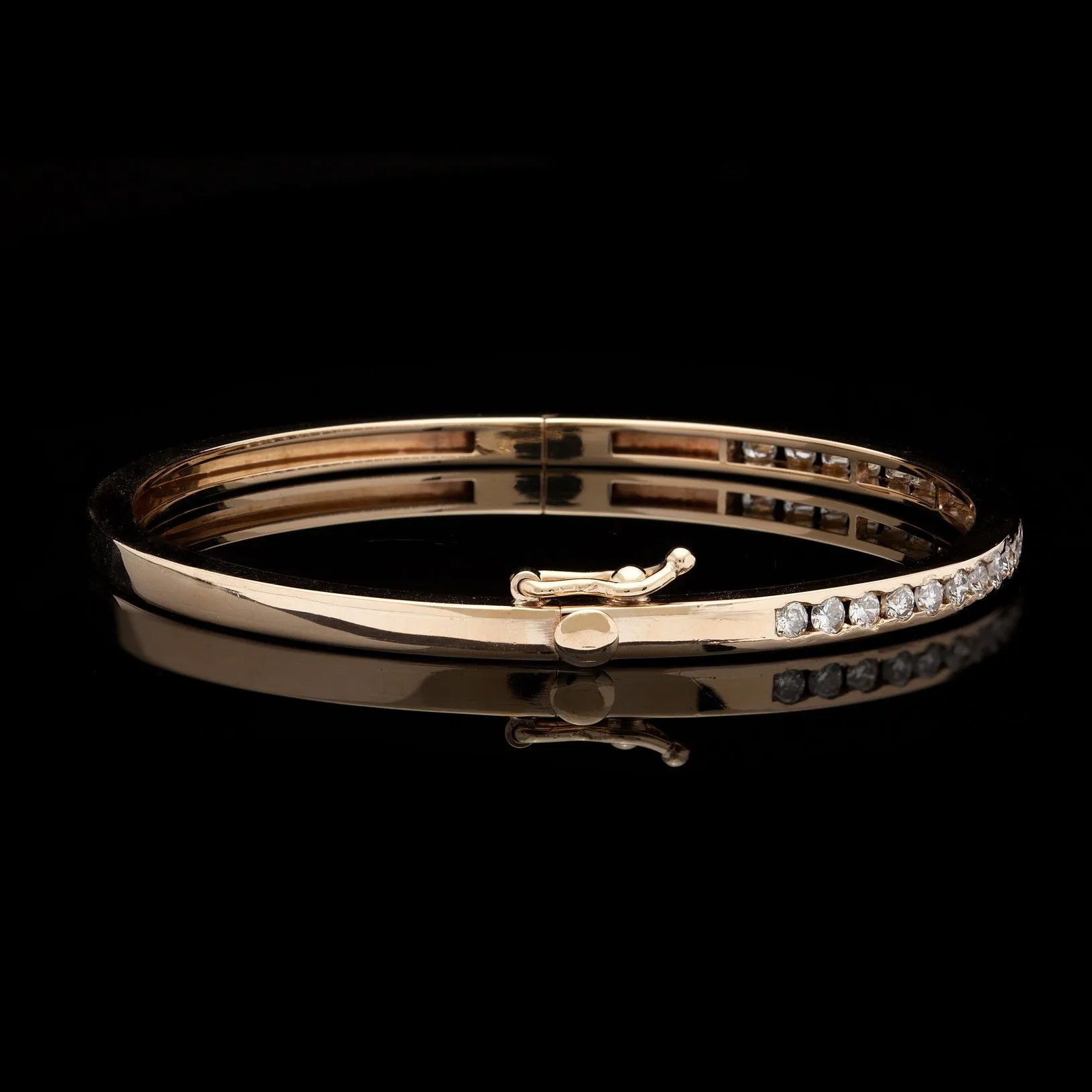 Delicate Diamond Yellow Gold Bangle