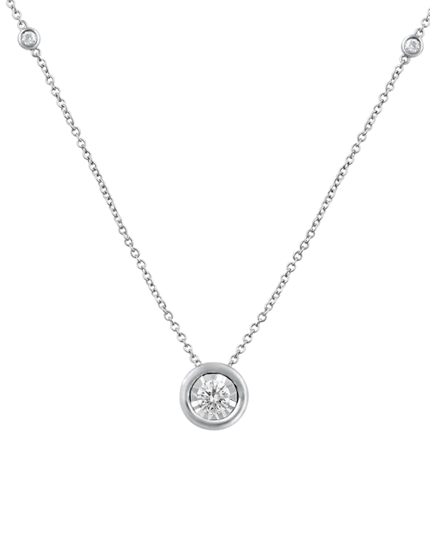 Diamond Necklace - 10ct White Gold Diamond Necklace- 768488