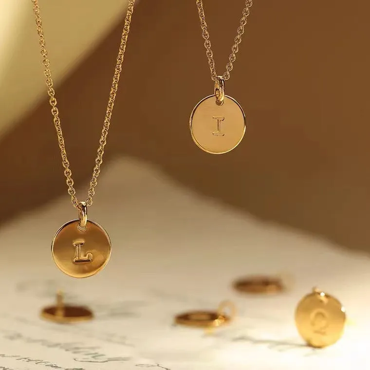 DISC INITIAL NECKLACES SILVER/GOLD