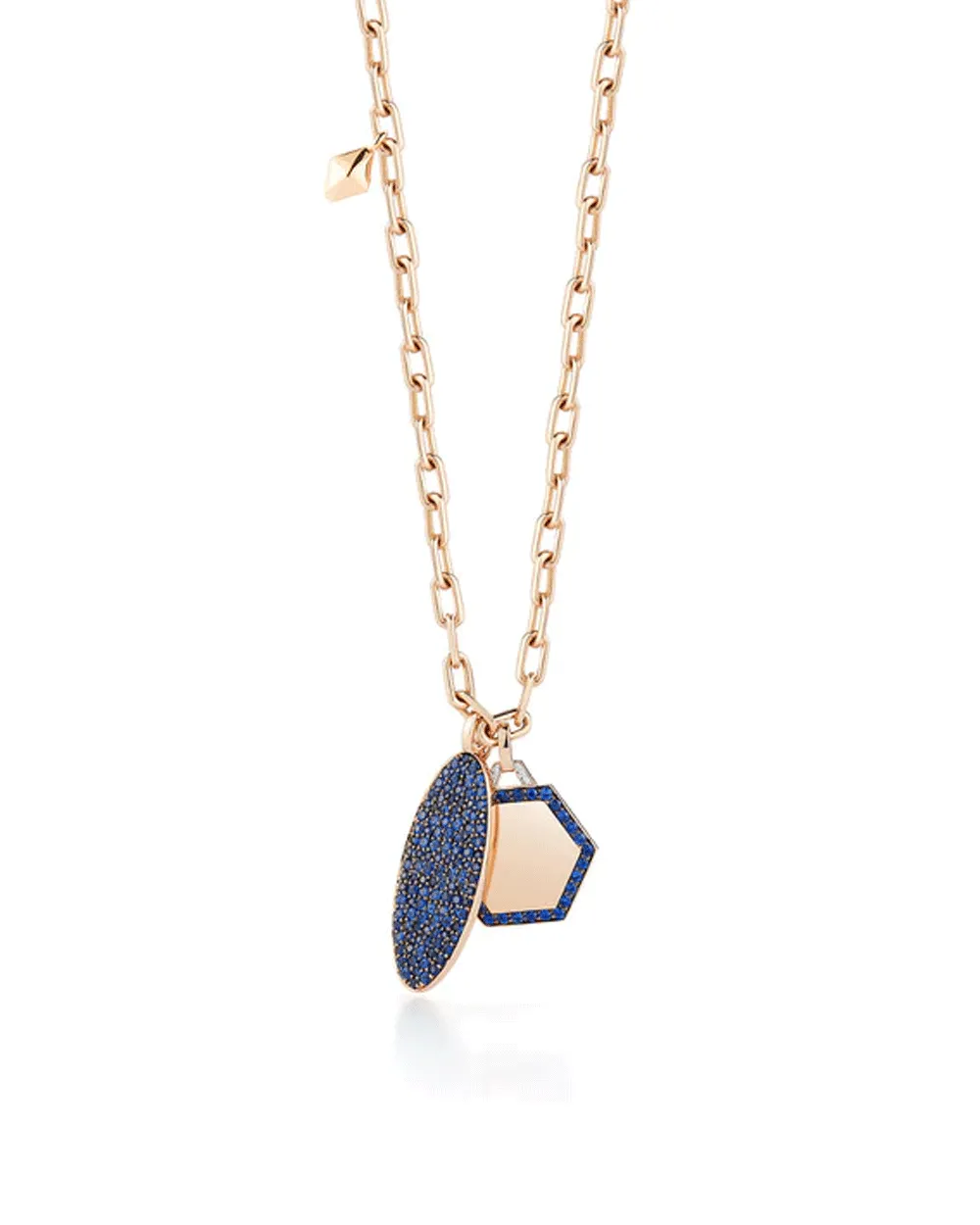 Dora 18k Blue Sapphire and Diamond Hexagon Charm