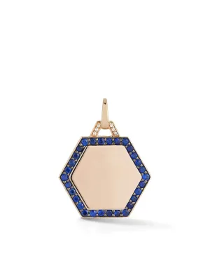 Dora 18k Blue Sapphire and Diamond Hexagon Charm