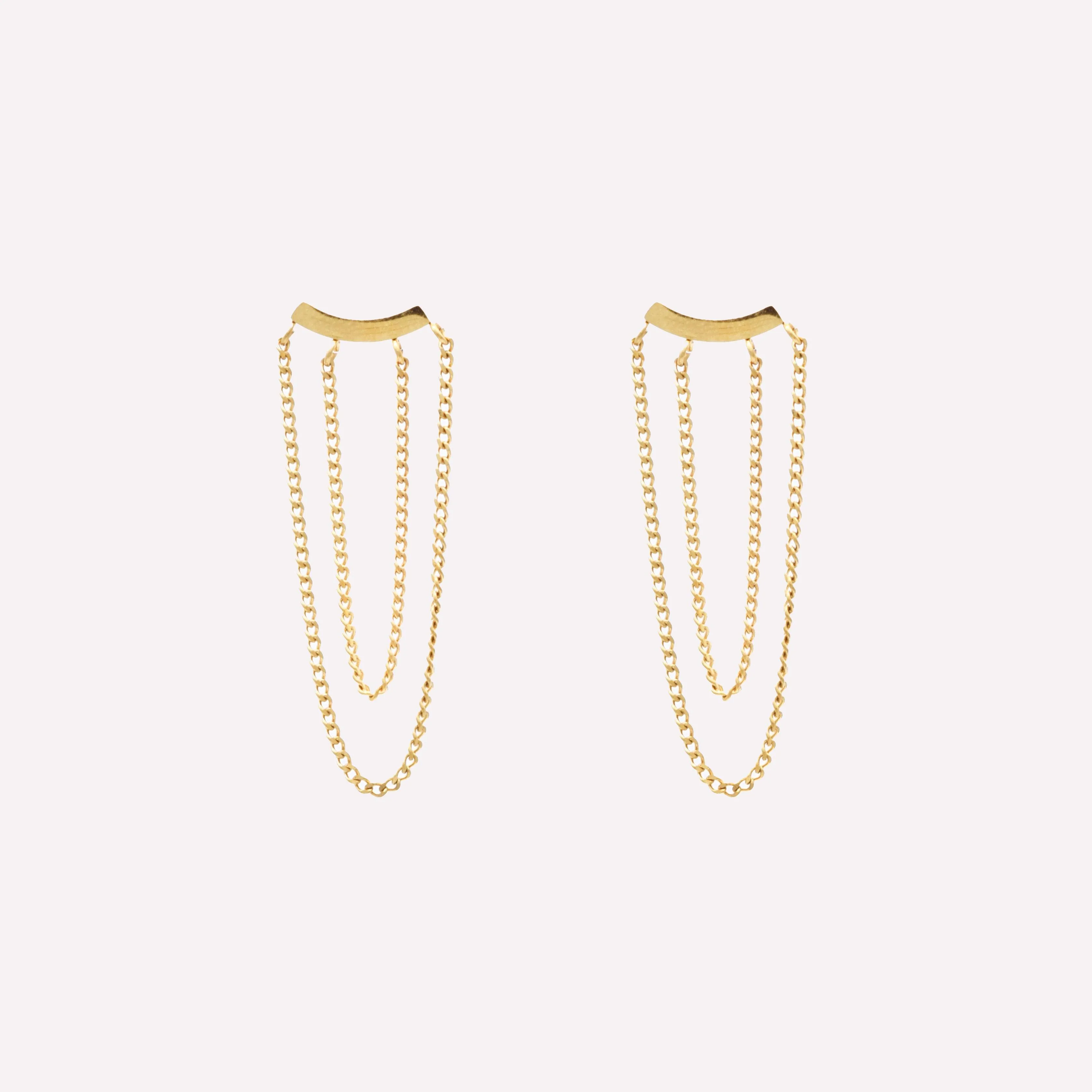 DOUBLE CHAIN DANGLE EARRINGS IN GOLD