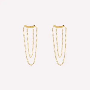 DOUBLE CHAIN DANGLE EARRINGS IN GOLD