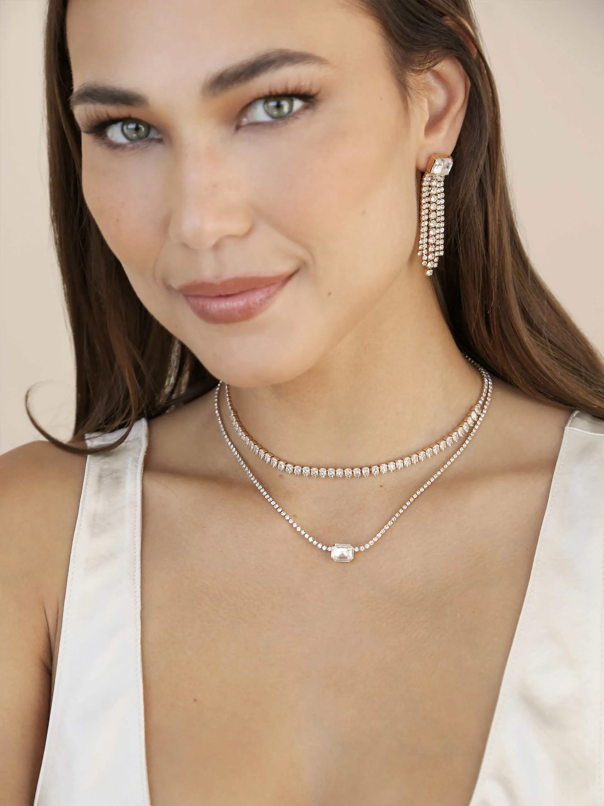 Double Layer Crystal Shine Necklace