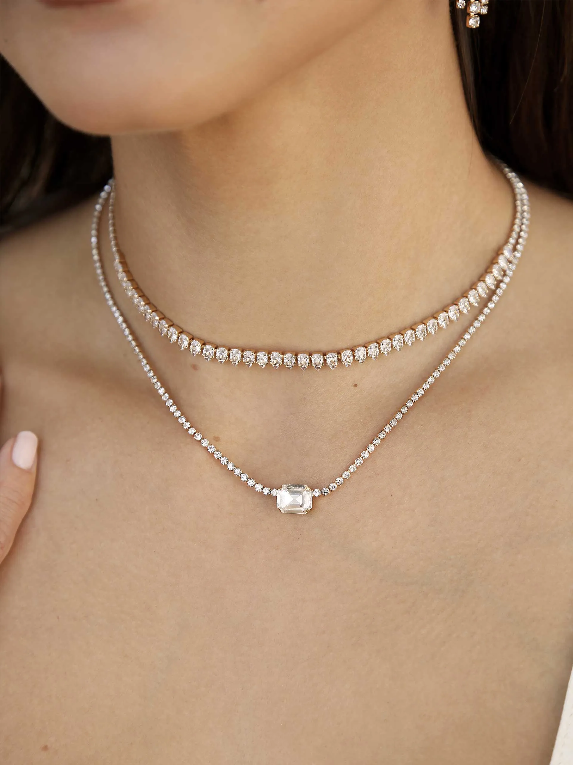 Double Layer Crystal Shine Necklace