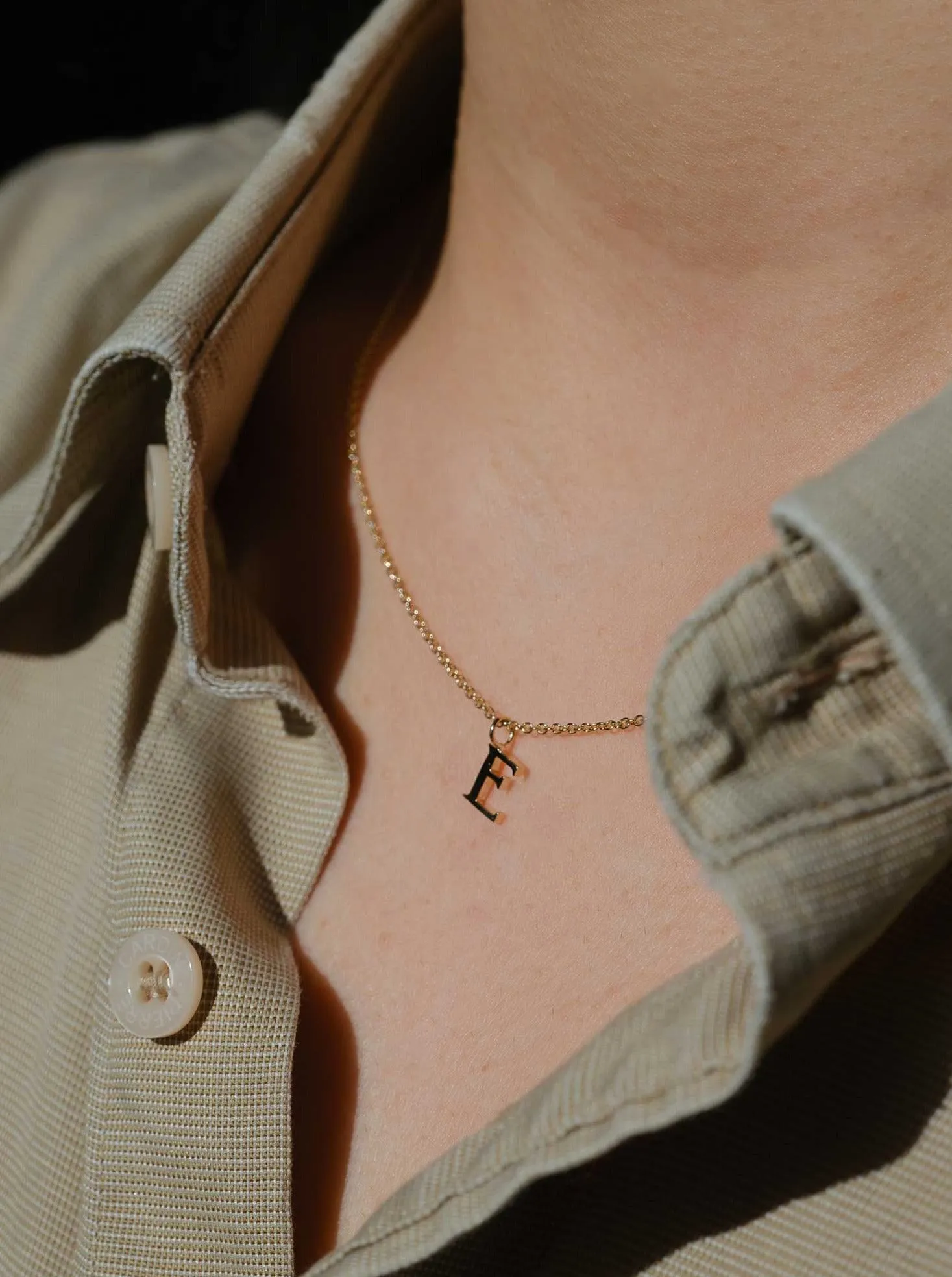 E Letter Gold Necklace