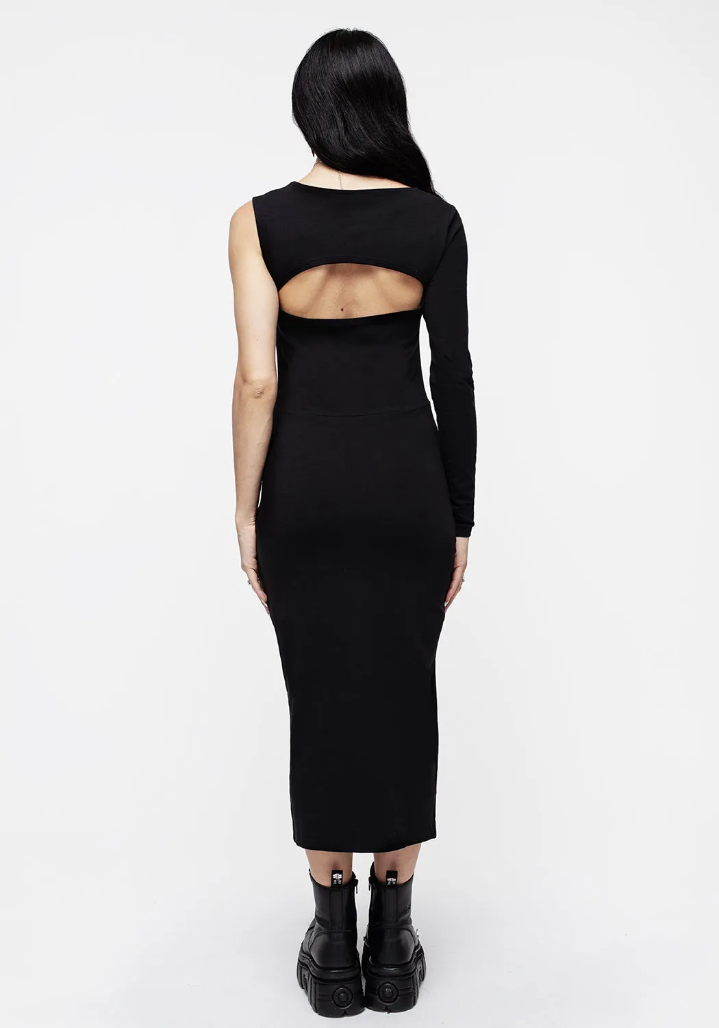 Eastwick One Shoulder Split Midi Bodycon Dress