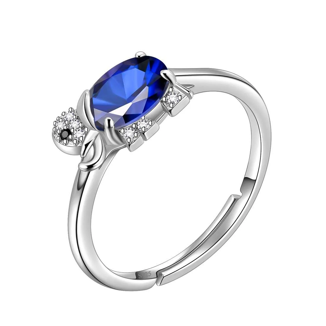 Elephant Birthstone September Sapphire Ring Pendant Women Girls Jewelry Birthday Gift