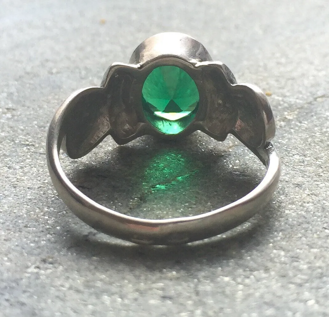 Emerald Boho Ring - Green Tribal Ring - Emerald Bezel Ring