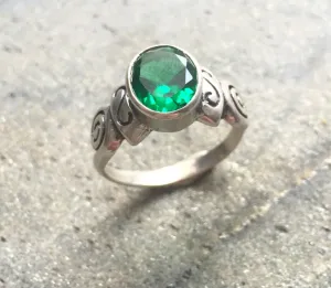 Emerald Boho Ring - Green Tribal Ring - Emerald Bezel Ring