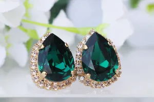 Emerald Clip on Earrings