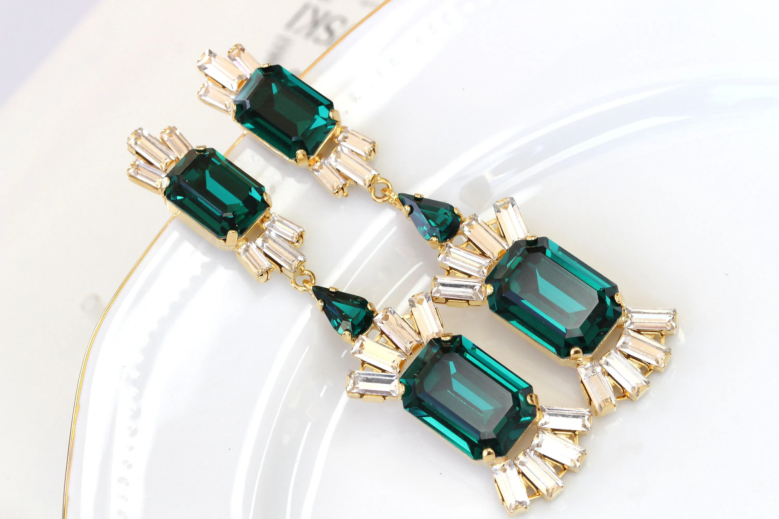 Emerald STATEMENT Earrings