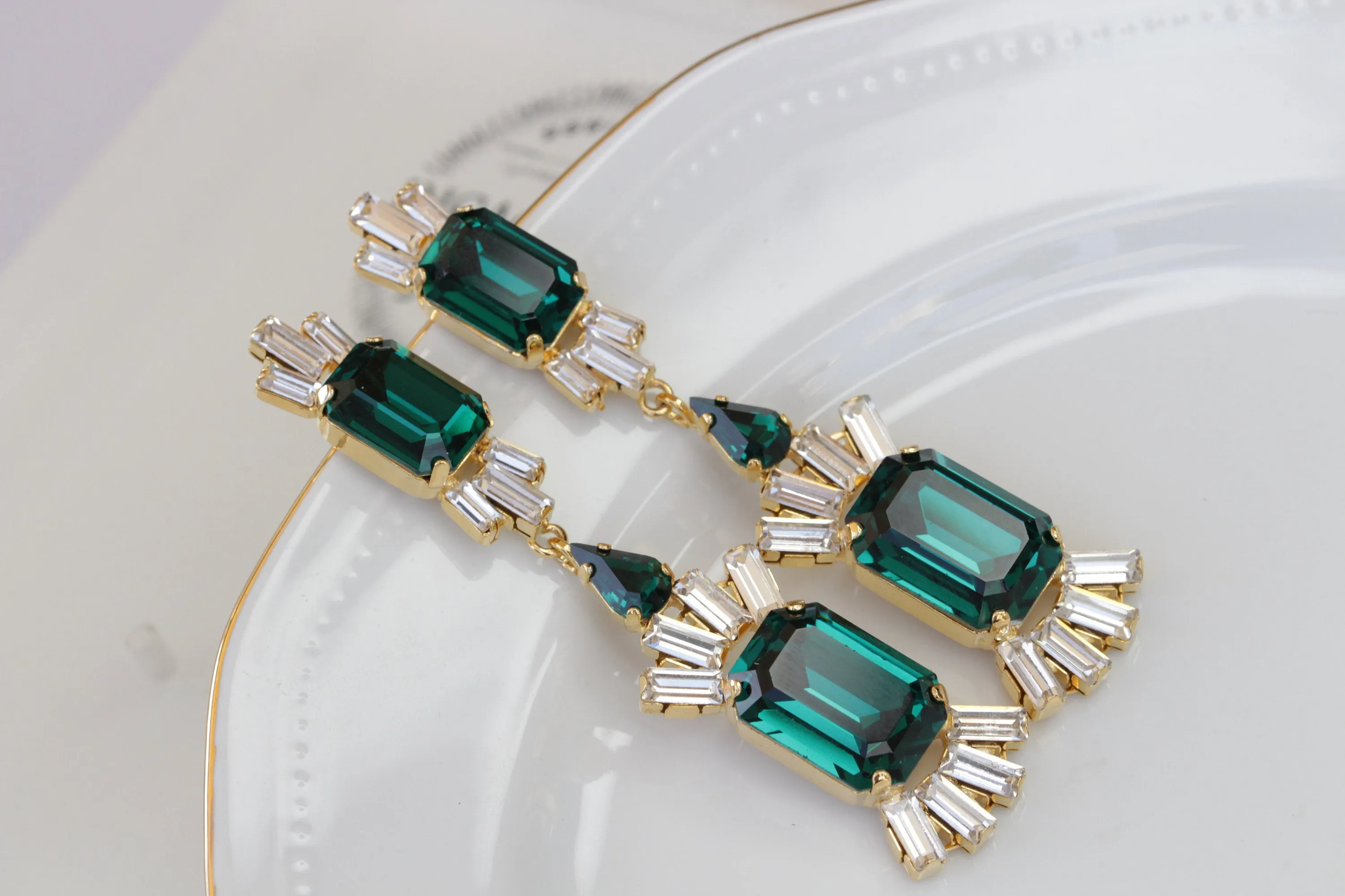 Emerald STATEMENT Earrings