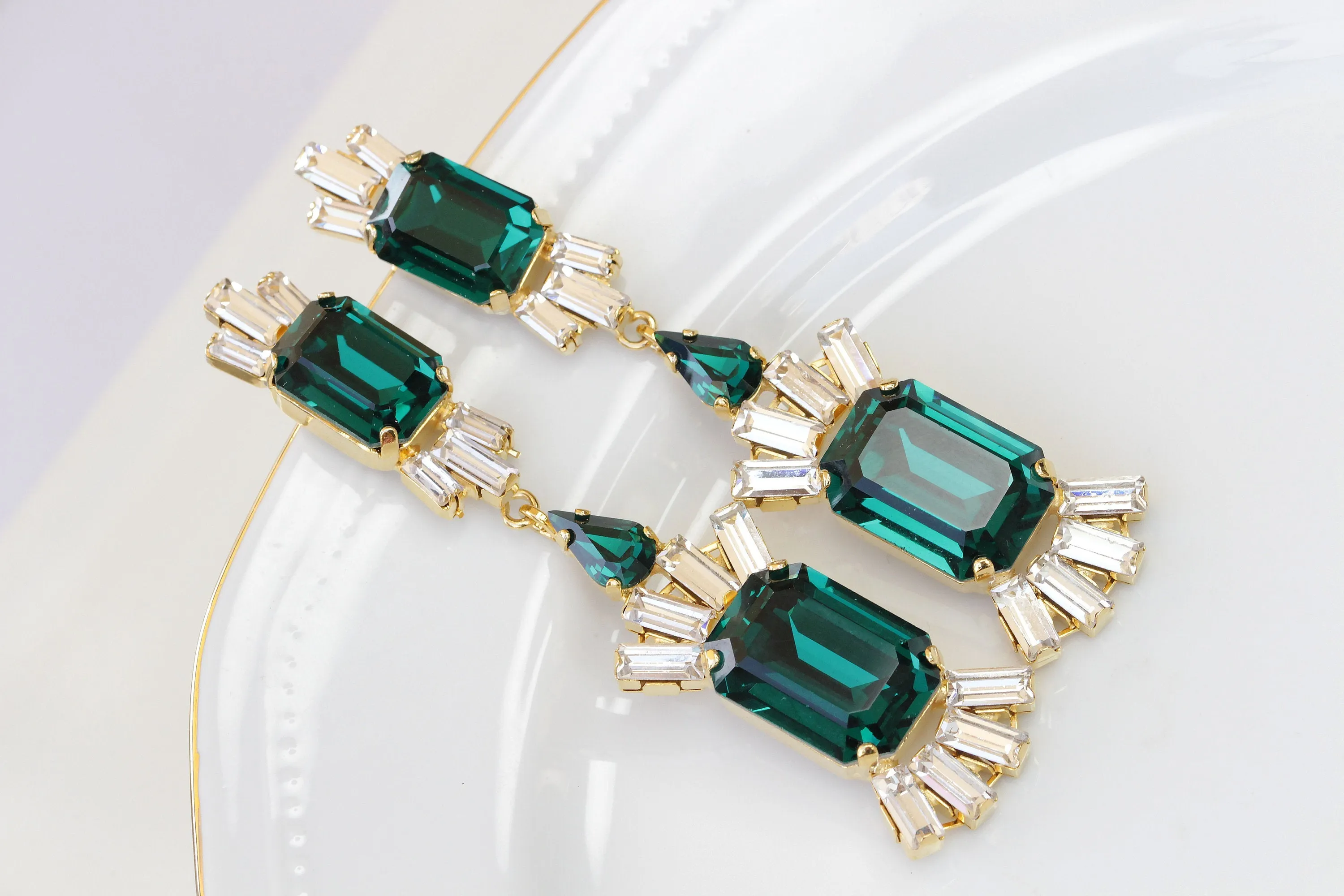 Emerald STATEMENT Earrings