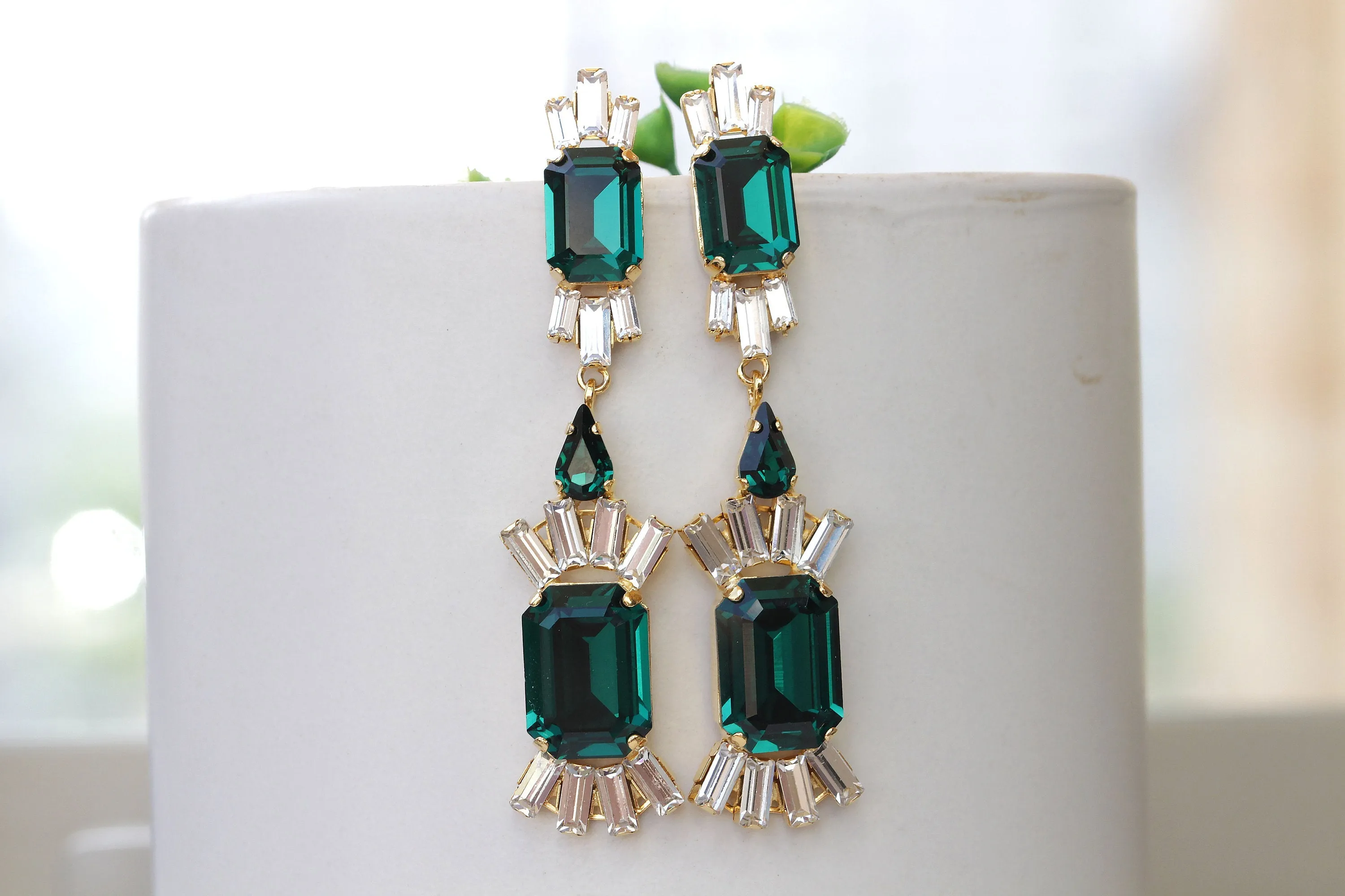 Emerald STATEMENT Earrings