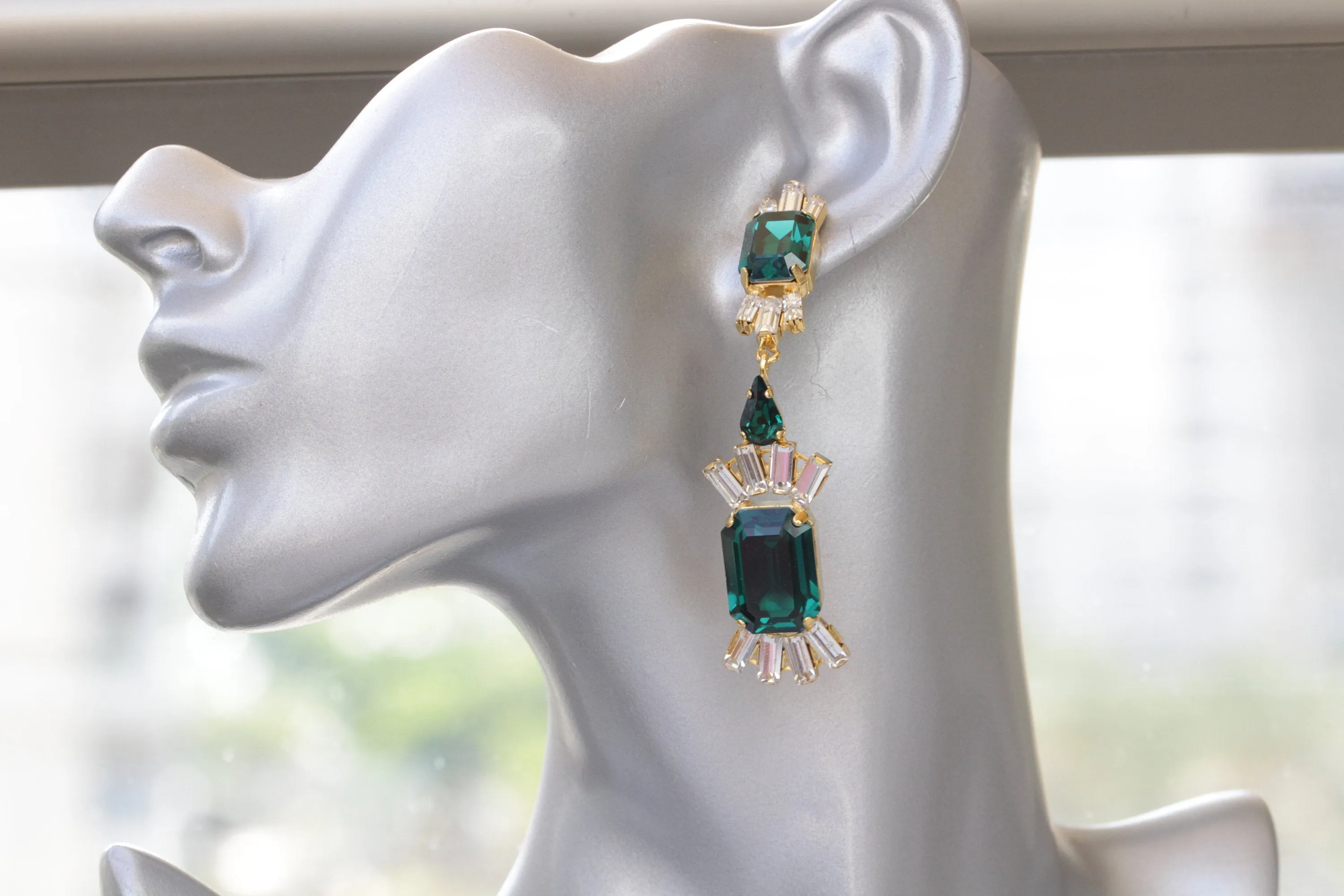 Emerald STATEMENT Earrings