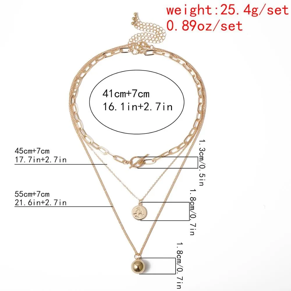 Fashion Punk Multilayer Link Chain Pendant Long Necklace