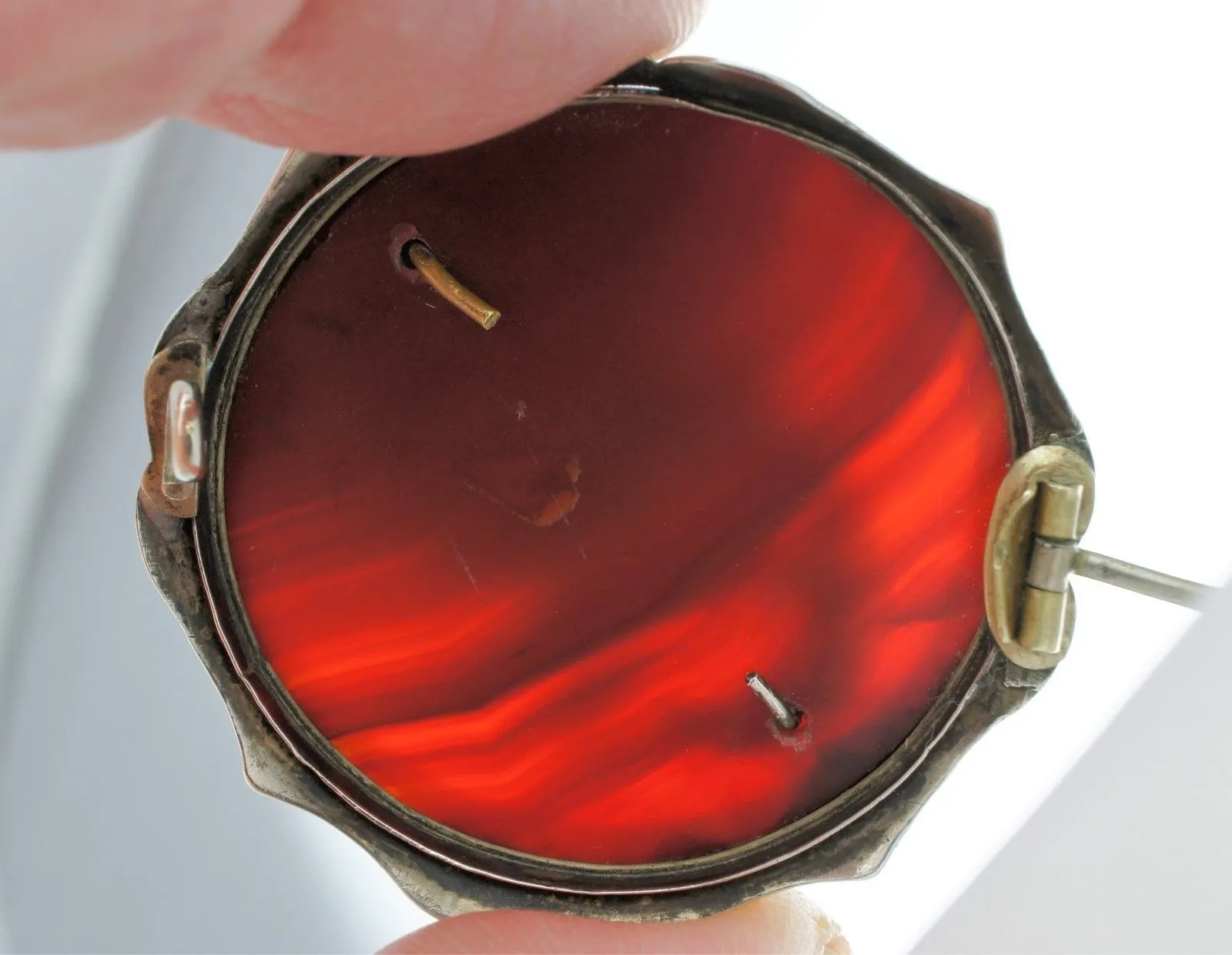 Fine Antique Victorian Silver Scottish Agate Brooch / Pin