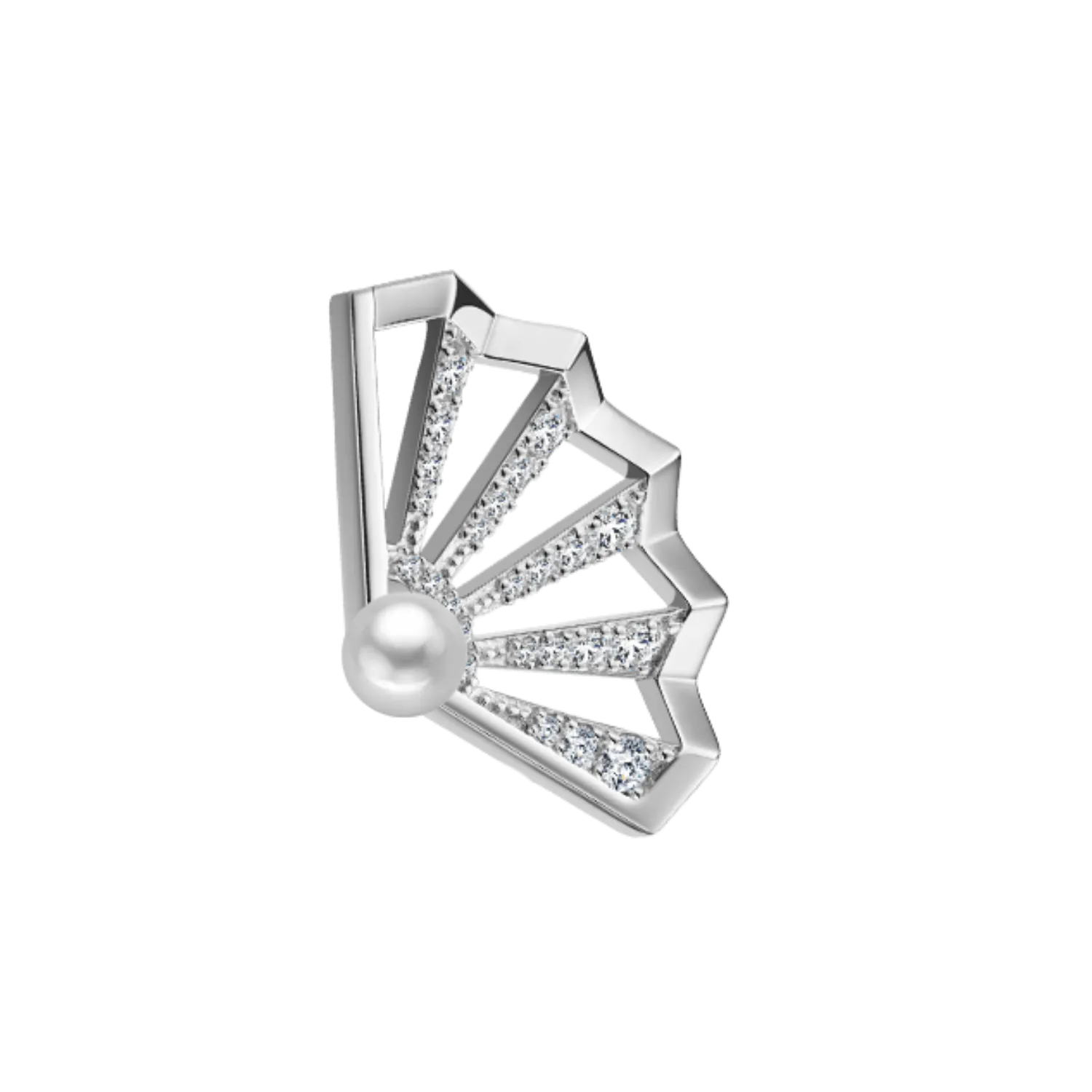 Folding Fan Pave Brooch