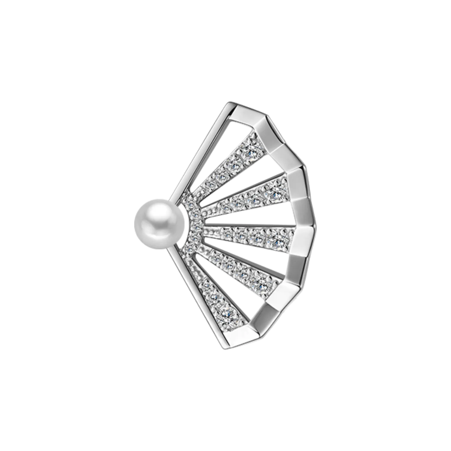 Folding Fan Pave Brooch