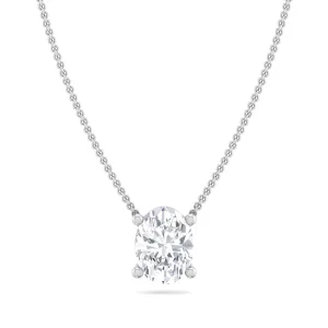 Four Prong Oval Solitaire Diamond Pendant