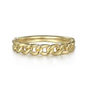 Gabriel & Co | 14K Yellow Gold Cuban Link Stackable Ring