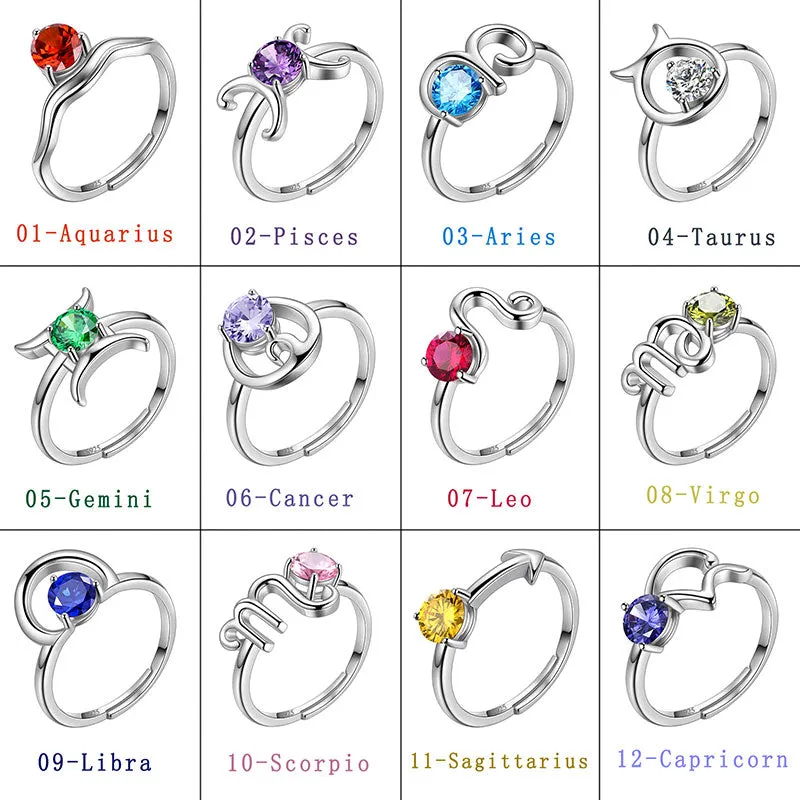 Gemini Ring May Emerald Birthstone Zodiac Women Girls Jewelry Birthday Gift