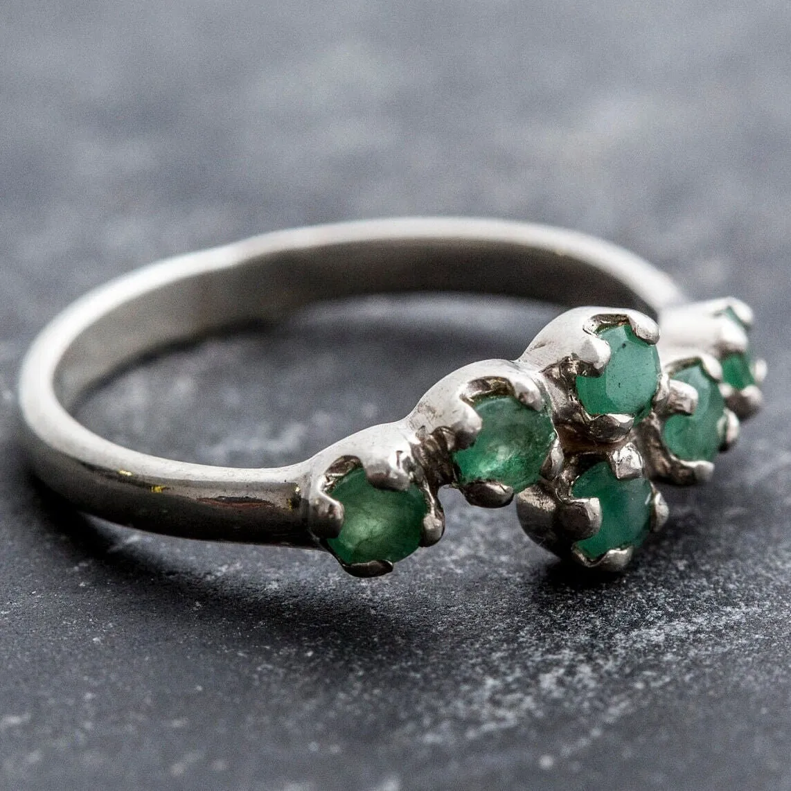 Genuine Emerald Ring - Green Bypass Ring - Vintage Emerald Ring