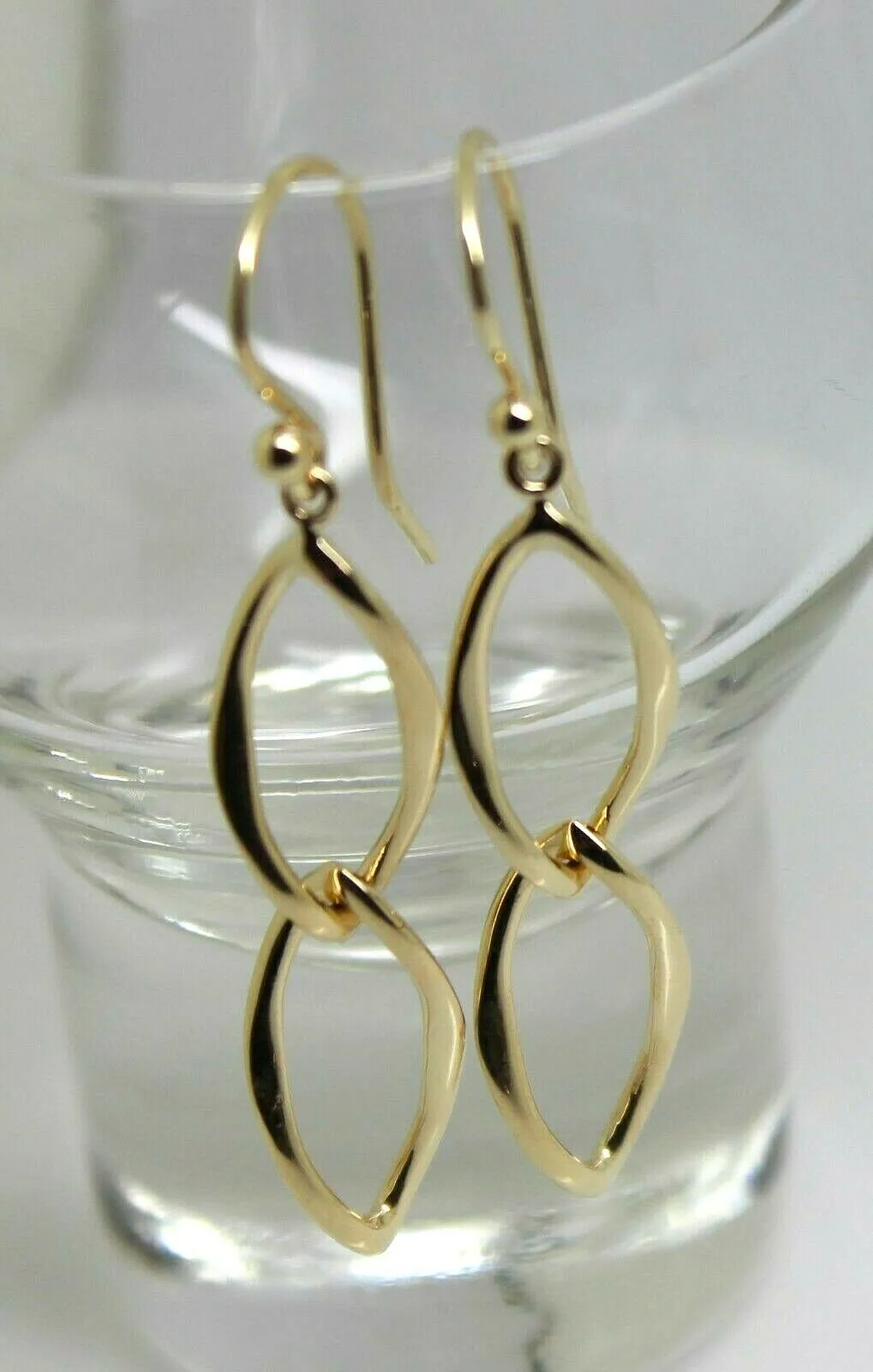 Genuine New 9ct Yellow, Rose Or White Gold Dangle Link Drop Earrings