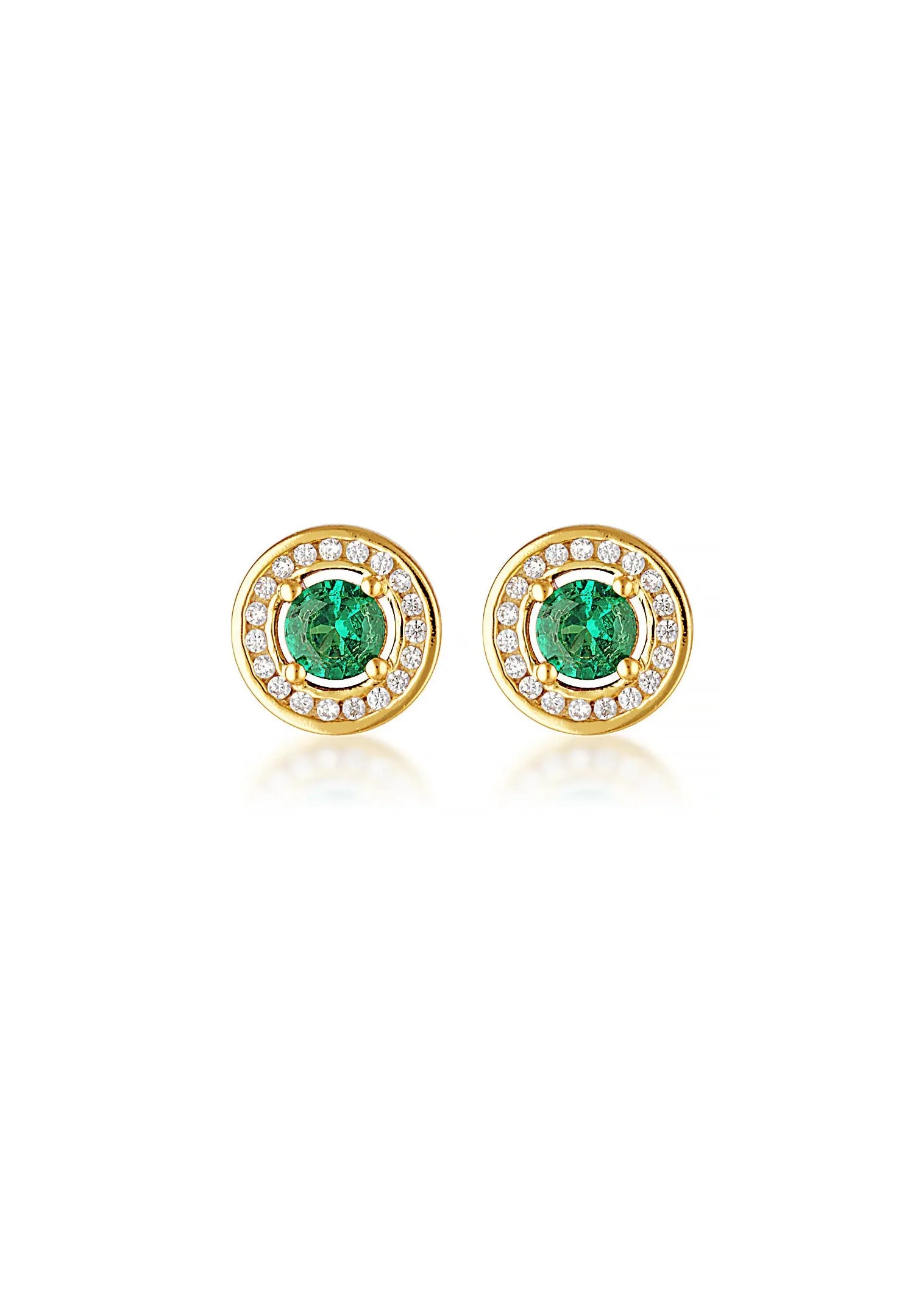 GEORGINI MILESTONE EMERALD NANO HALO GOLD STUD EARRINGS IE1164GR