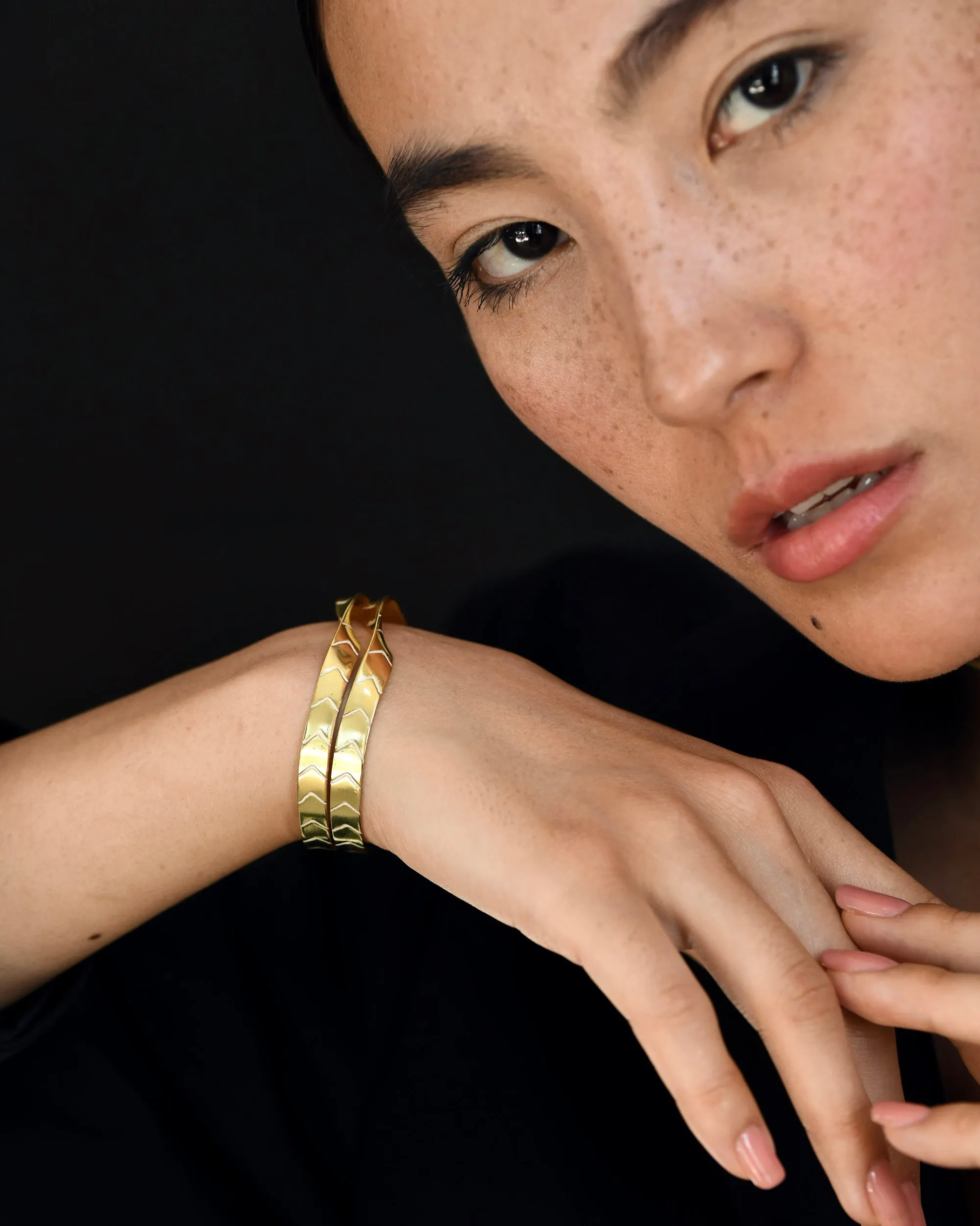 Gold Brass Twisted Enamel Bracelets