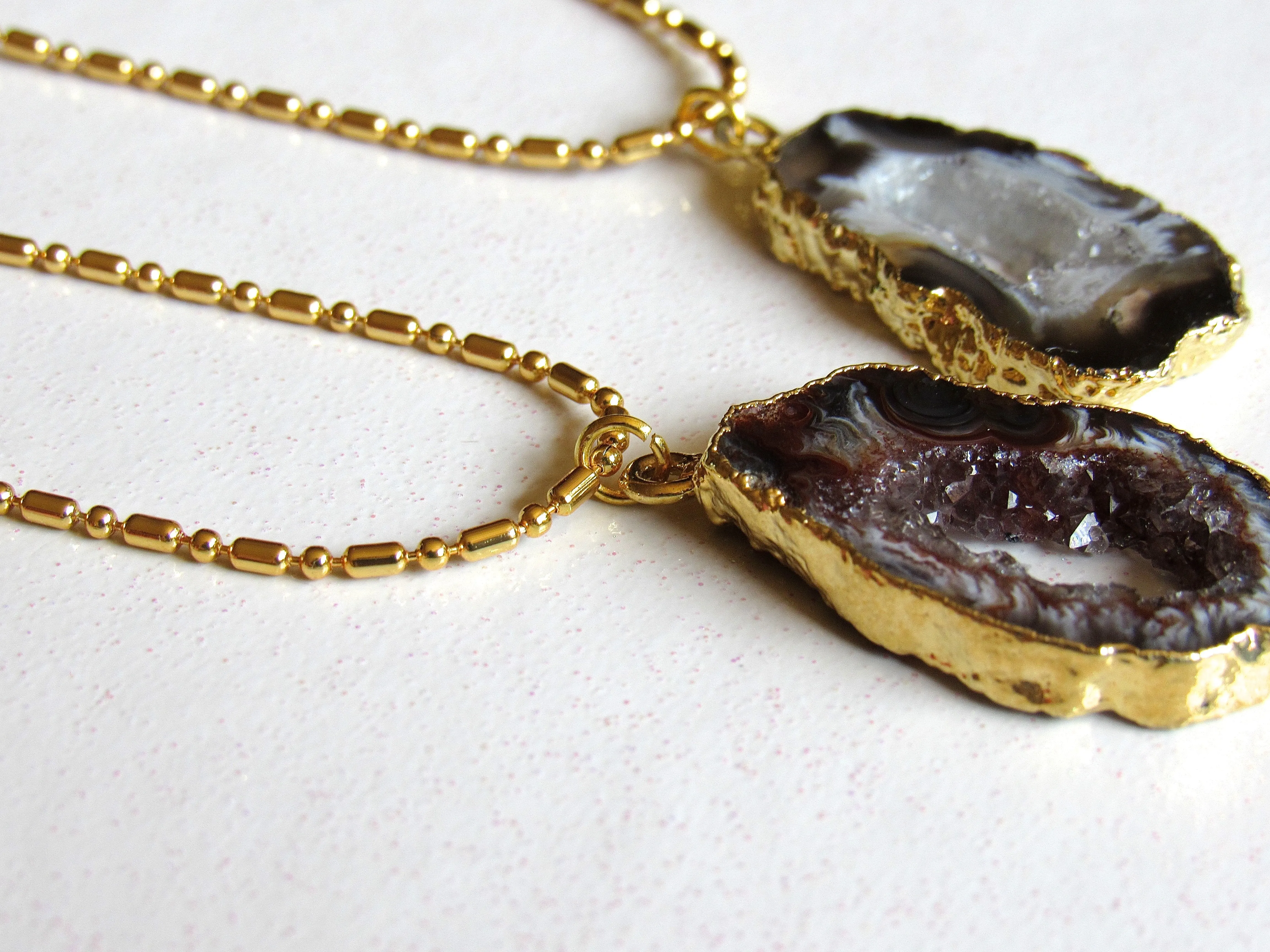 Gold Dipped Geode Slice Chokers