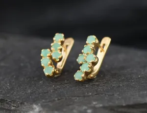 Gold Emerald Earrings - Natural Emerald Earrings May Birthstone Earrings