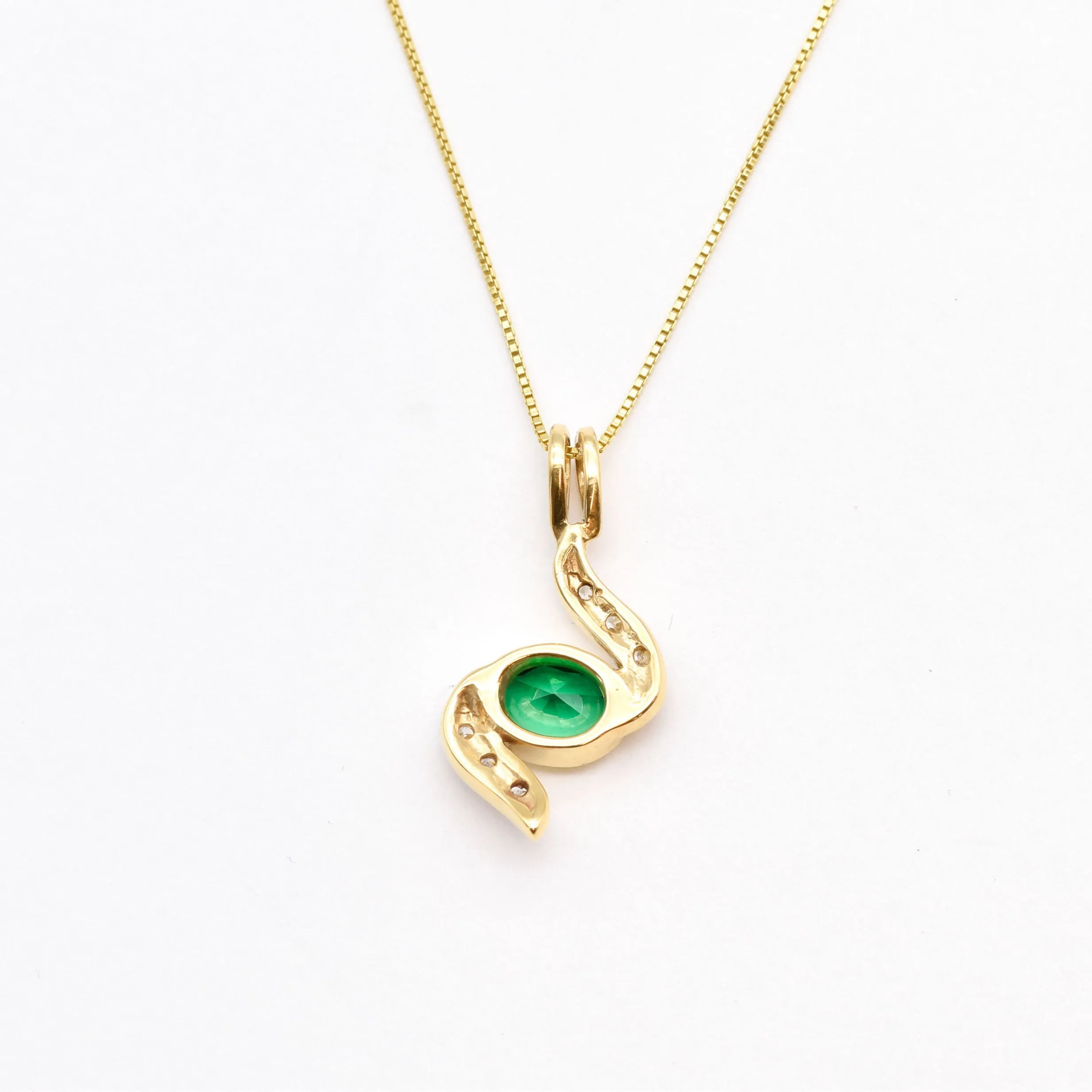 Gold Emerald Necklace - Green Emerald Necklace - Gold Vintage Pendant