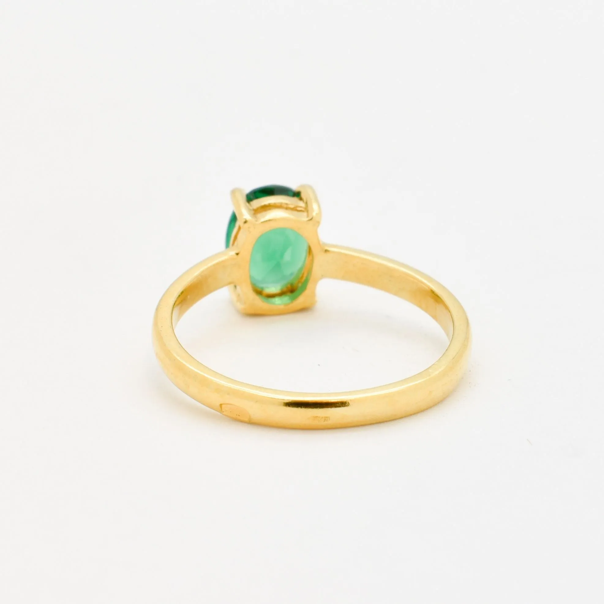 Gold Emerald Ring - Green Solitaire Ring, Green Diamond Ring