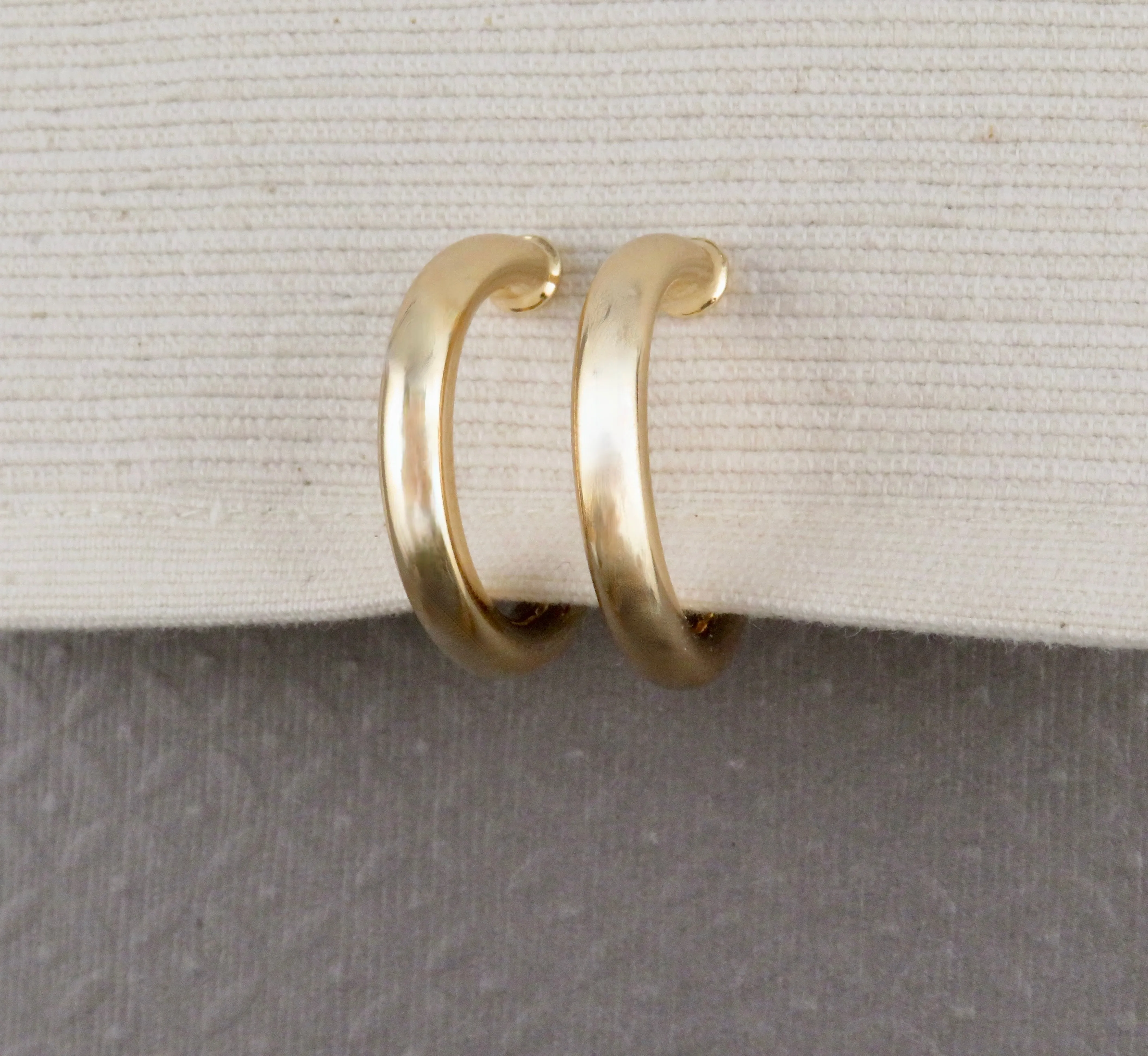 Gold Filled Post Hoop Earrings - Medium