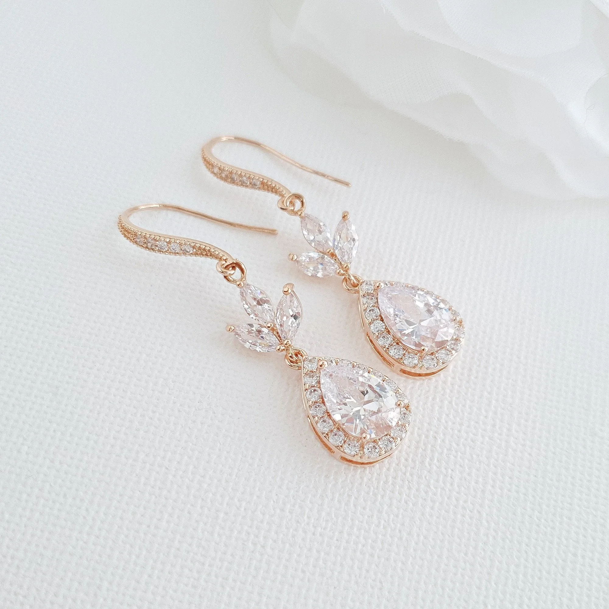 Gold Hook Earrings For Weddings- Lotus