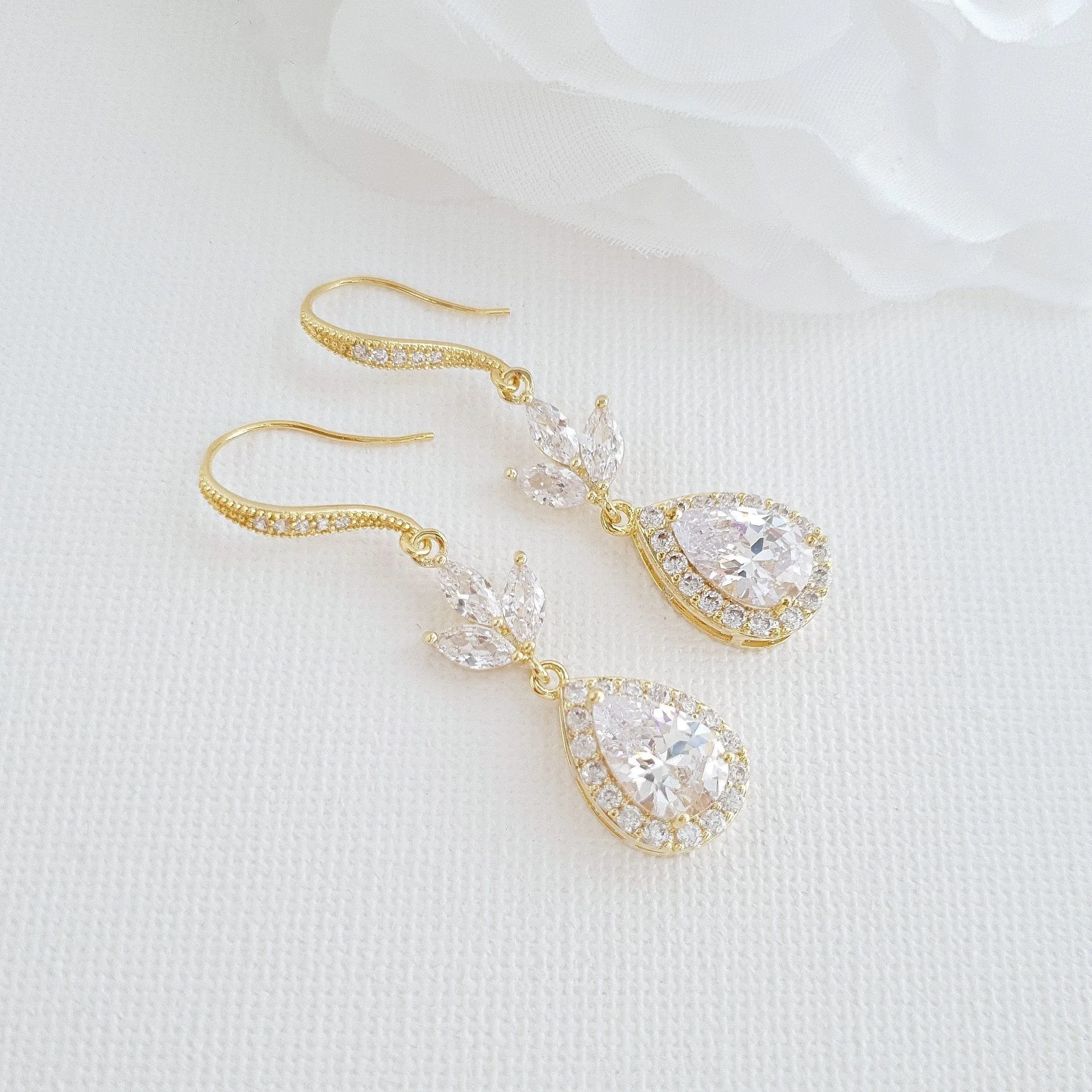 Gold Hook Earrings For Weddings- Lotus