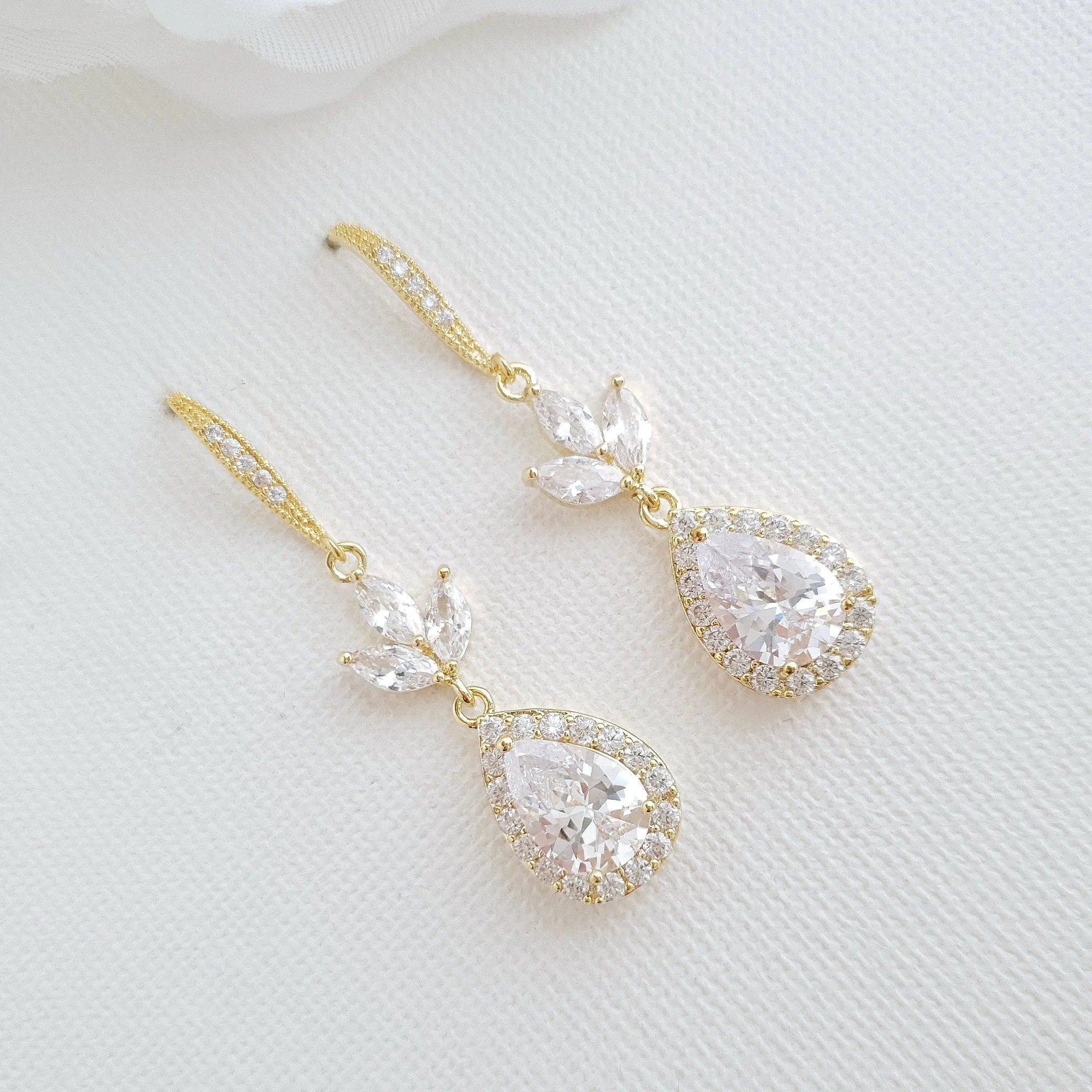 Gold Hook Earrings For Weddings- Lotus