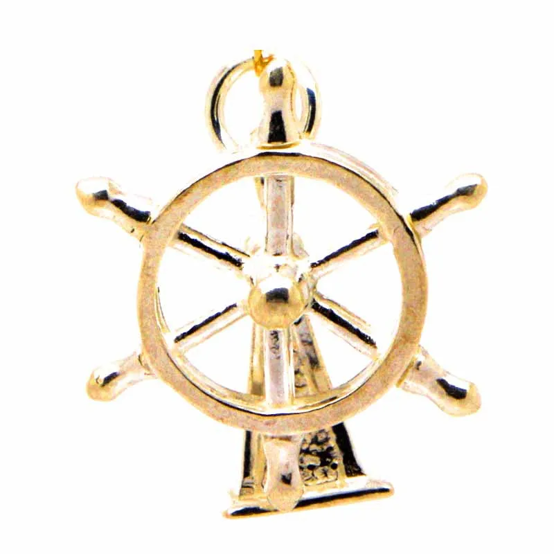 Gold Ship Wheel Charm