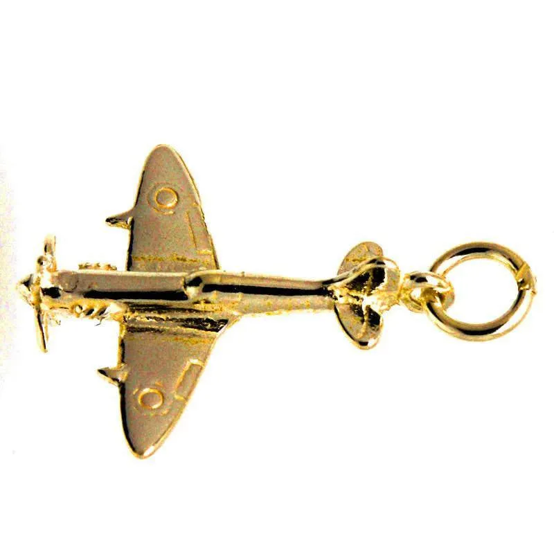 Gold Spitfire Fighter Plane Charm