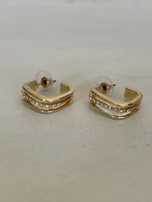 Gold Square Huggie Hoop Earrings