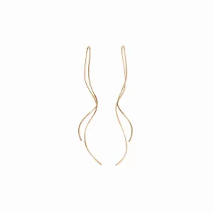 Gold Squiggle Threader Earrings