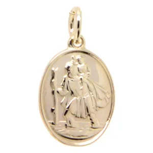 Gold St Christopher Charm - Oval